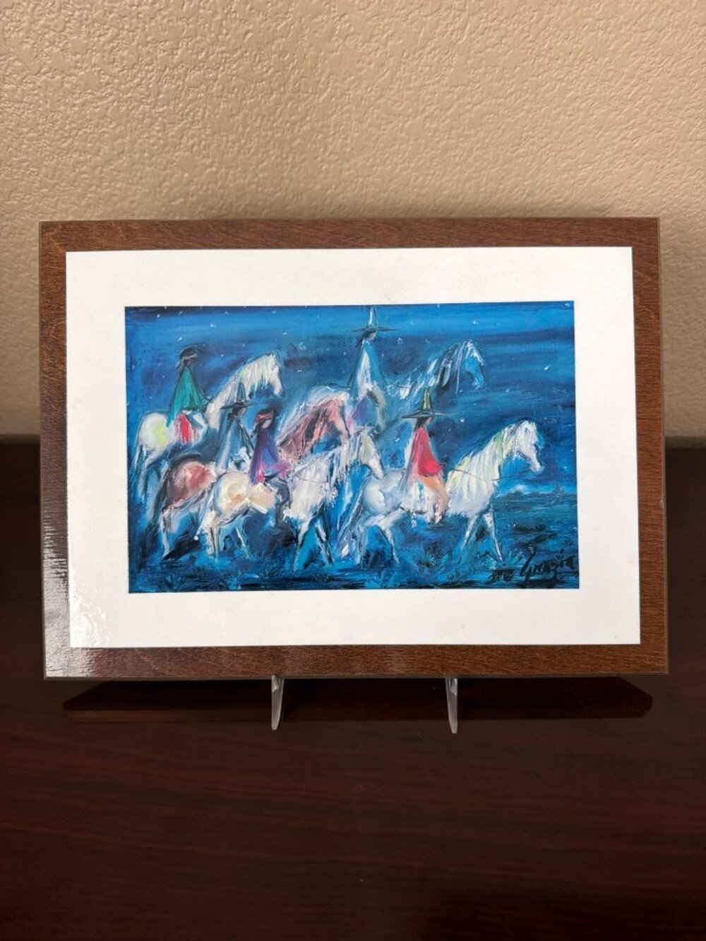 Vintage Ted DeGrazia Navajo Night Chant Laminated Wood Plaque 11 x 9
